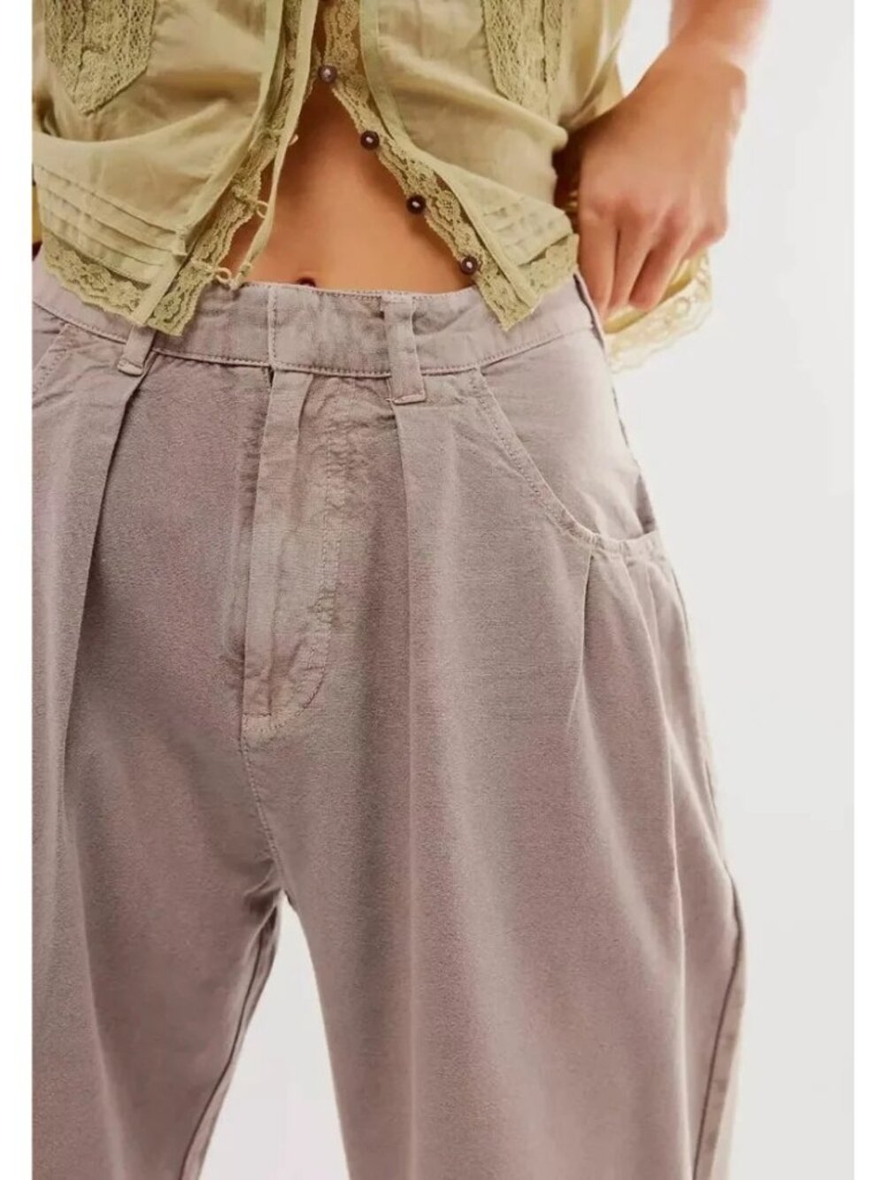 Free People Women's Sweet Talk Chino Trousers Pants Size 12 Phantom Gray - Picture 2 of 14